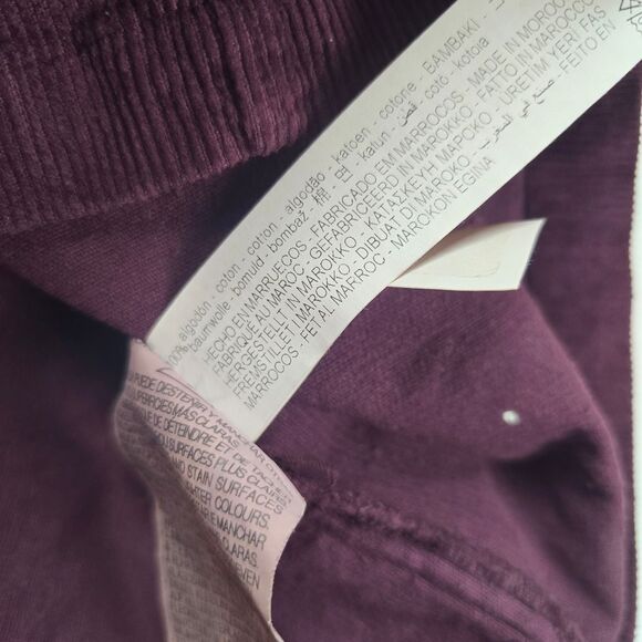 Zara Women's Burgundy Ribbed Corduroy Slash Pocket A-Line Mini Skirt Size Large‎ - Picture 4 of 6